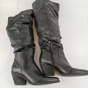 New ZODIAC Riau Faux Leather Slouchy  Black Knee-High Boots Size 8